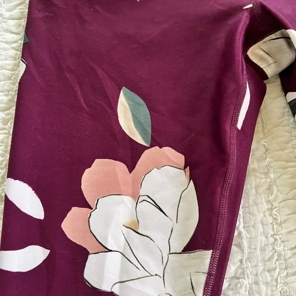 Plum/Burgundy Floral Athleta leggings - Picture 2 of 3